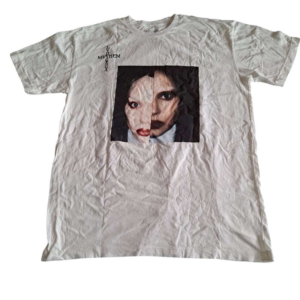 Lady Gaga Mayhem Graphic Print T-Shirt Short Sleeve Tee Biege Men's Size XL NWOT